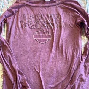 Harley Davidson boat neck long sleeve shirt